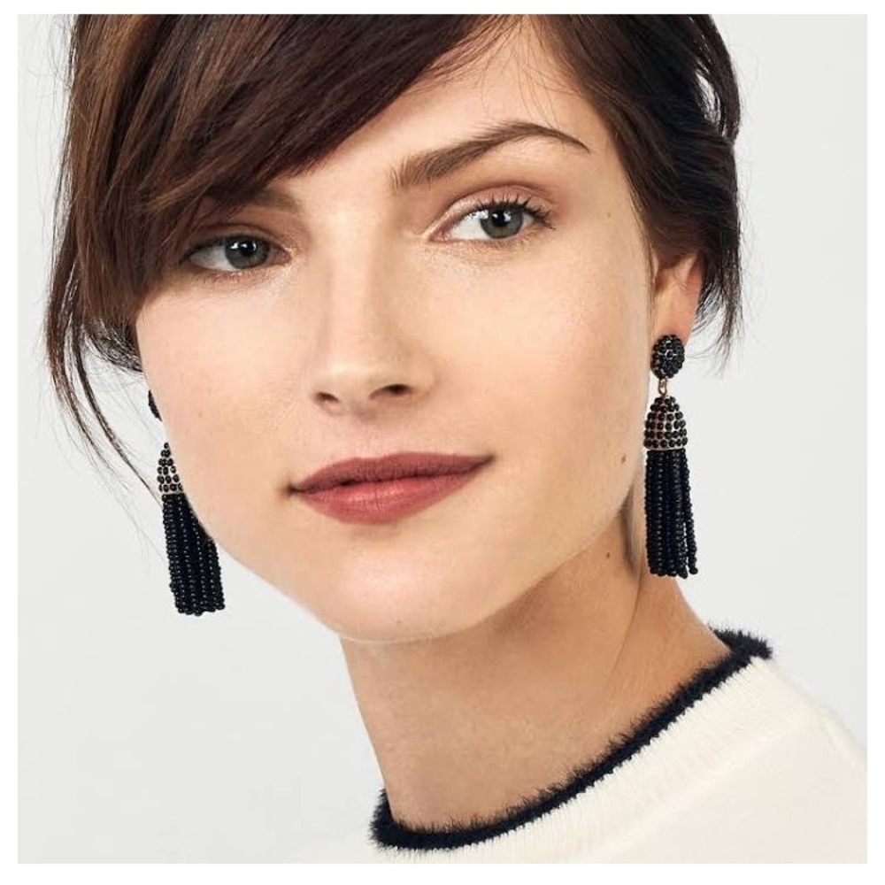 Baublebar Black Beaded Tassel Earrings